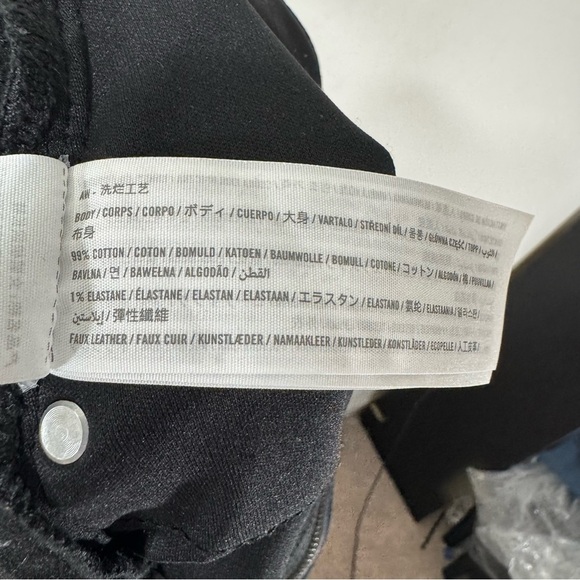 Abercrombie Mixed Fabric Ultra High Rise Ankle Straight Jeans Black Faux Leather - Picture 11 of 14